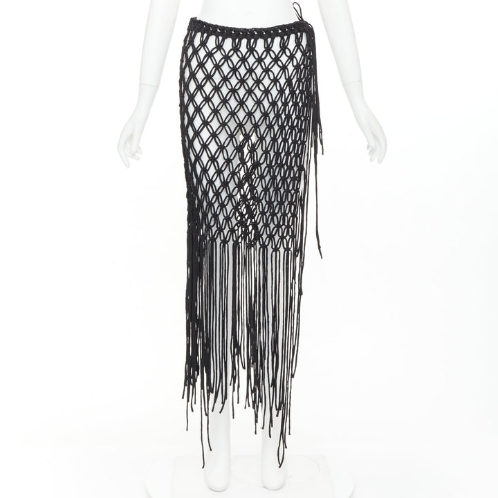 rare DRIES VAN NOTEN 2023 Runway handmade Macrame woven fringe tie skirt