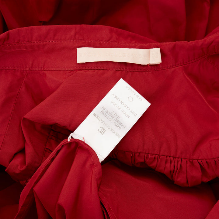 BROCK COLLECTION dark red pleated puff sleeve voluminous  mou mou dress US2 XS