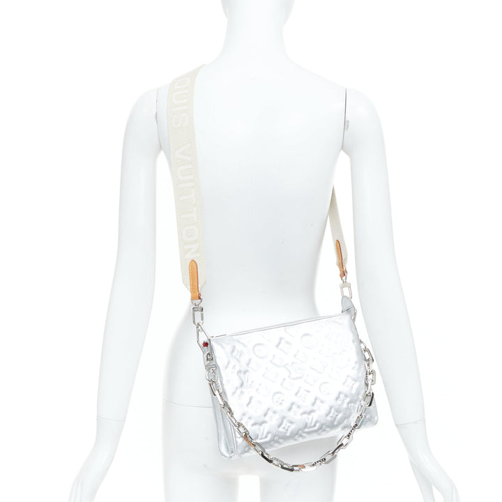 LOUIS VUITTON 2021 Runway Coussin PM silver monogram lambskin crossbody bag