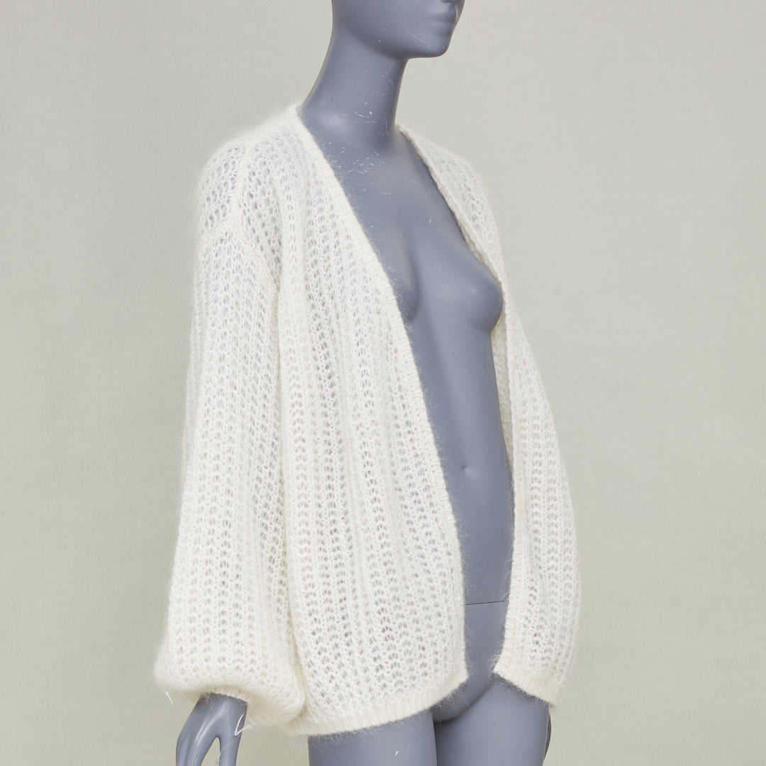 OTEME 2023 Puffed Cardigan off white loose mohair blend casual knitwear XXS