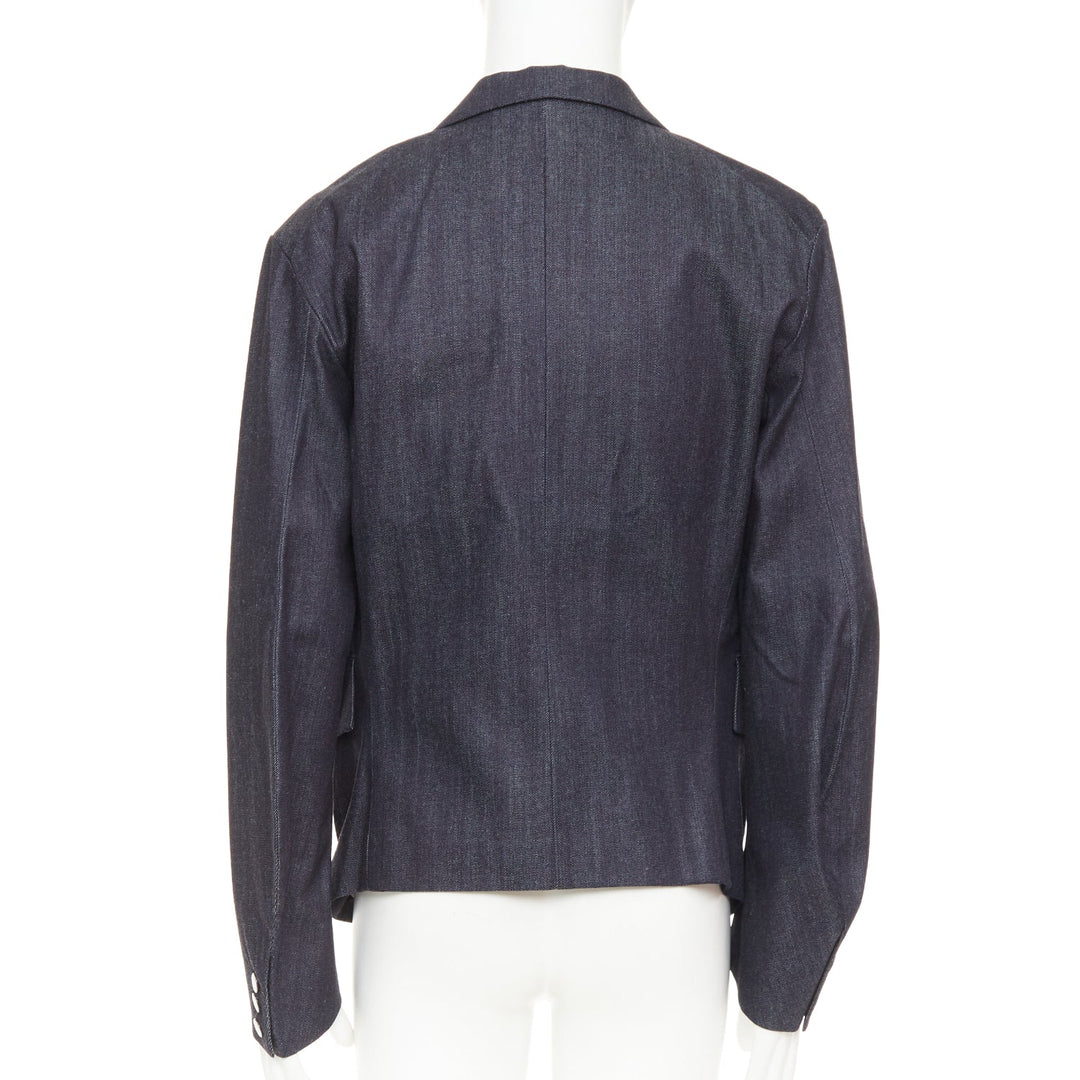 NEMETH Christopher Nemeth indigo blue cotton flap pockets boxy blazer jacket L