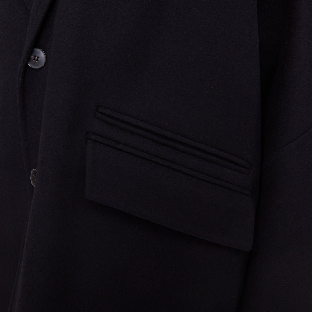 VALENTINO black virgin wool cashmere button flap pocket notch lapel coat IT44 XS