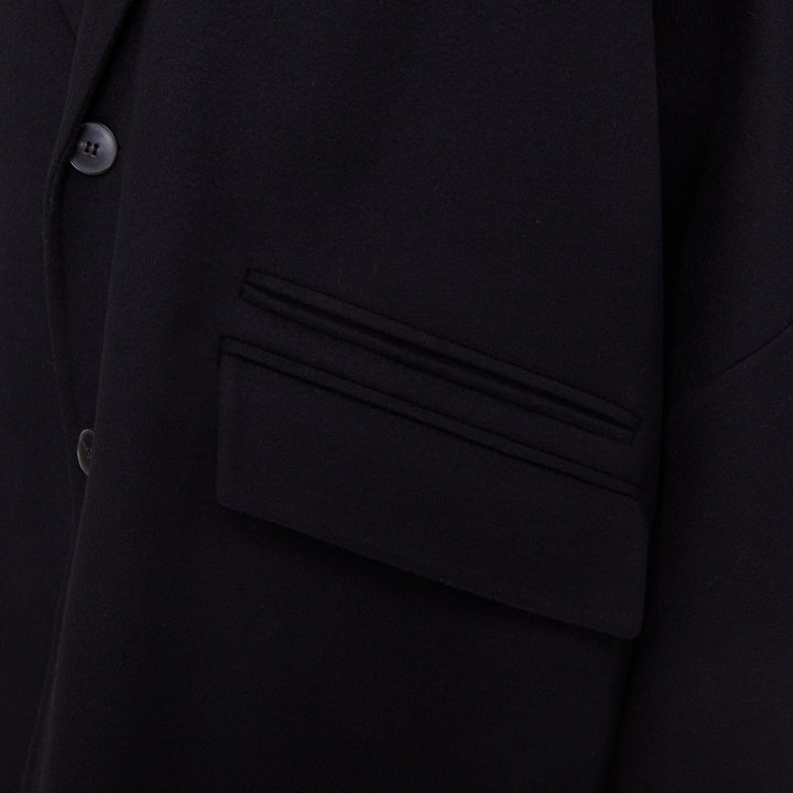 VALENTINO black virgin wool cashmere button flap pocket notch lapel coat IT44 XS