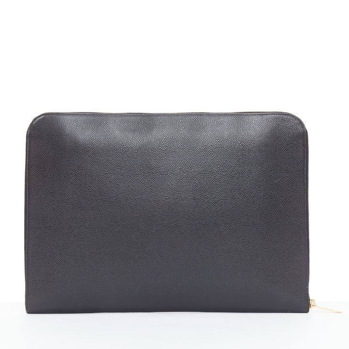 CHANEL 2014 Timeless CC Portfolio Pouch black leather embossed tech clutch bag