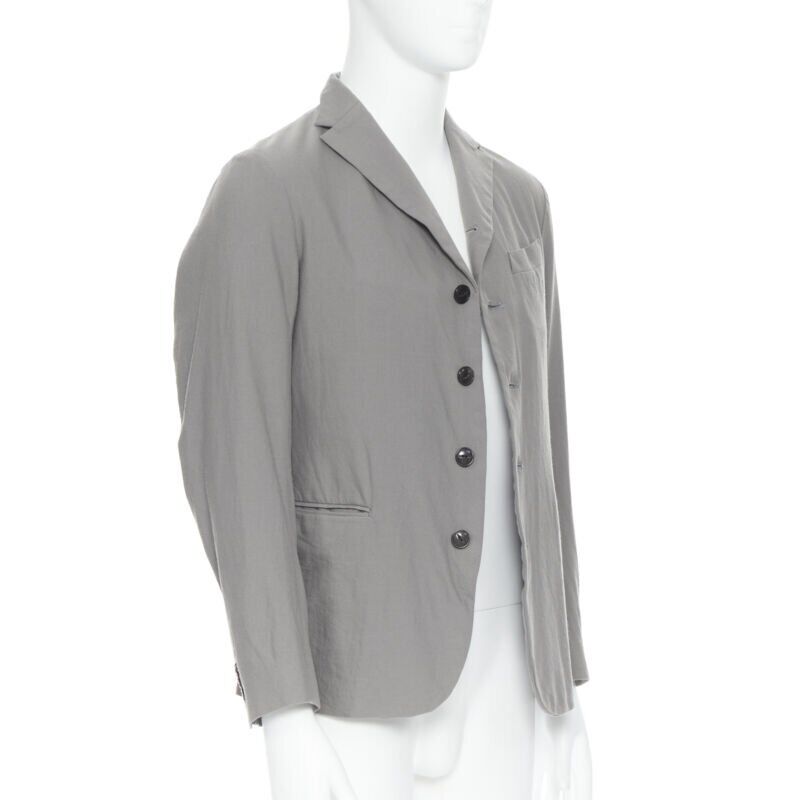 ARTS & SCIENCE grey cotton blend 4-button short collar casusal blazer jacket JP2
