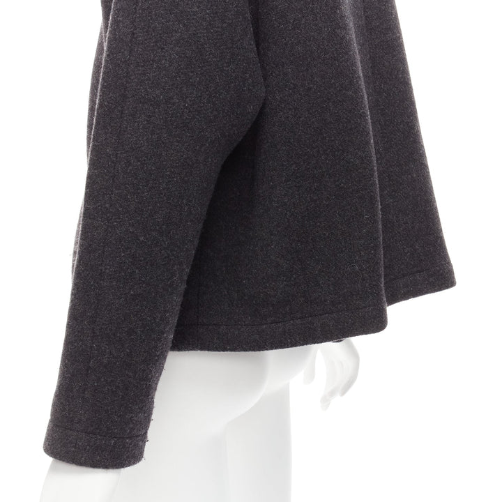 MARNI grey wool blend leather double zip pull trapeze jacket IT38 XS