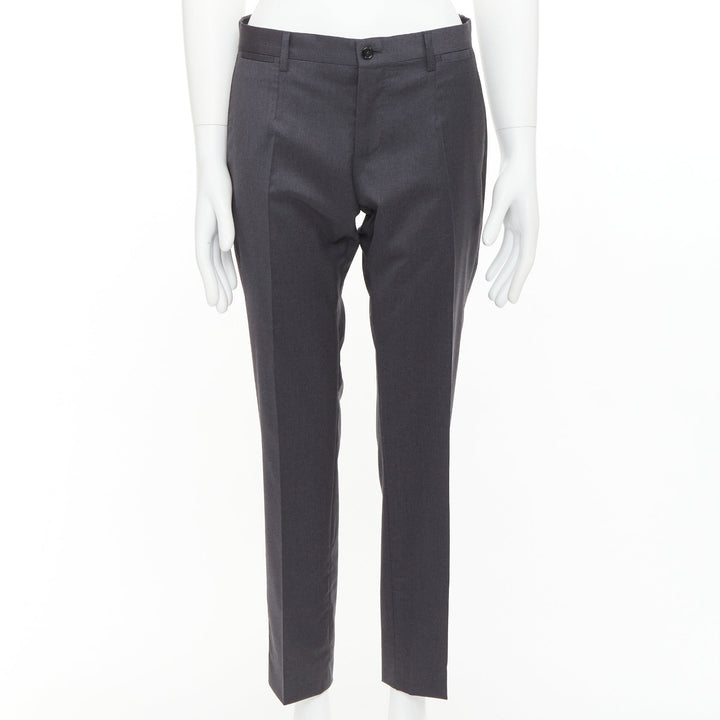 DOLCE GABBANA grey virgin wool blend mid waist cropped dress trousers IT44 XS