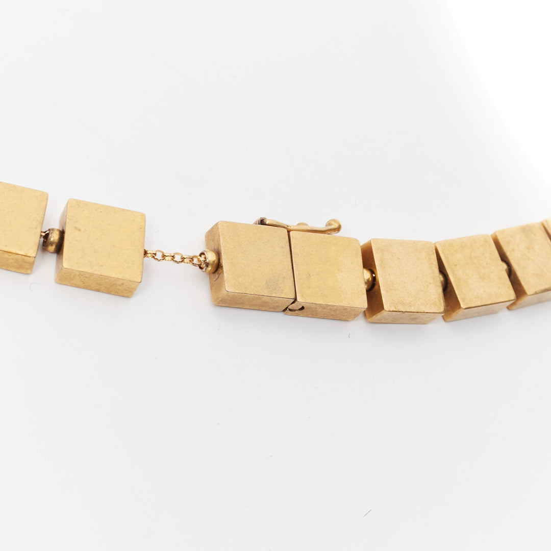 rare OLD CELINE Phoebe Philo antique finish flat cubes chain necklace