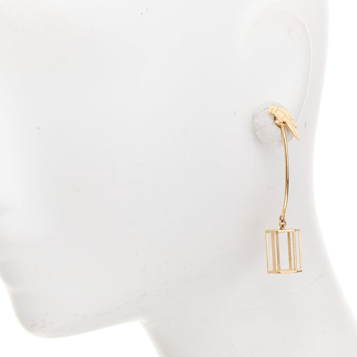 rare CELINE 2017 Phoebe Philo Animalerie Birdcage asymmetric drop stud earring