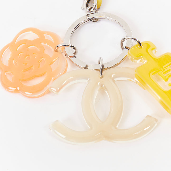 CHANEL 07P multicolor resin No.5 perfume camellia camellia keychain bag charm