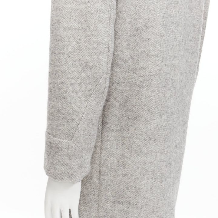 JIL SANDER grey virgin wool mohair alpaca blend minimalist coat IT48 M