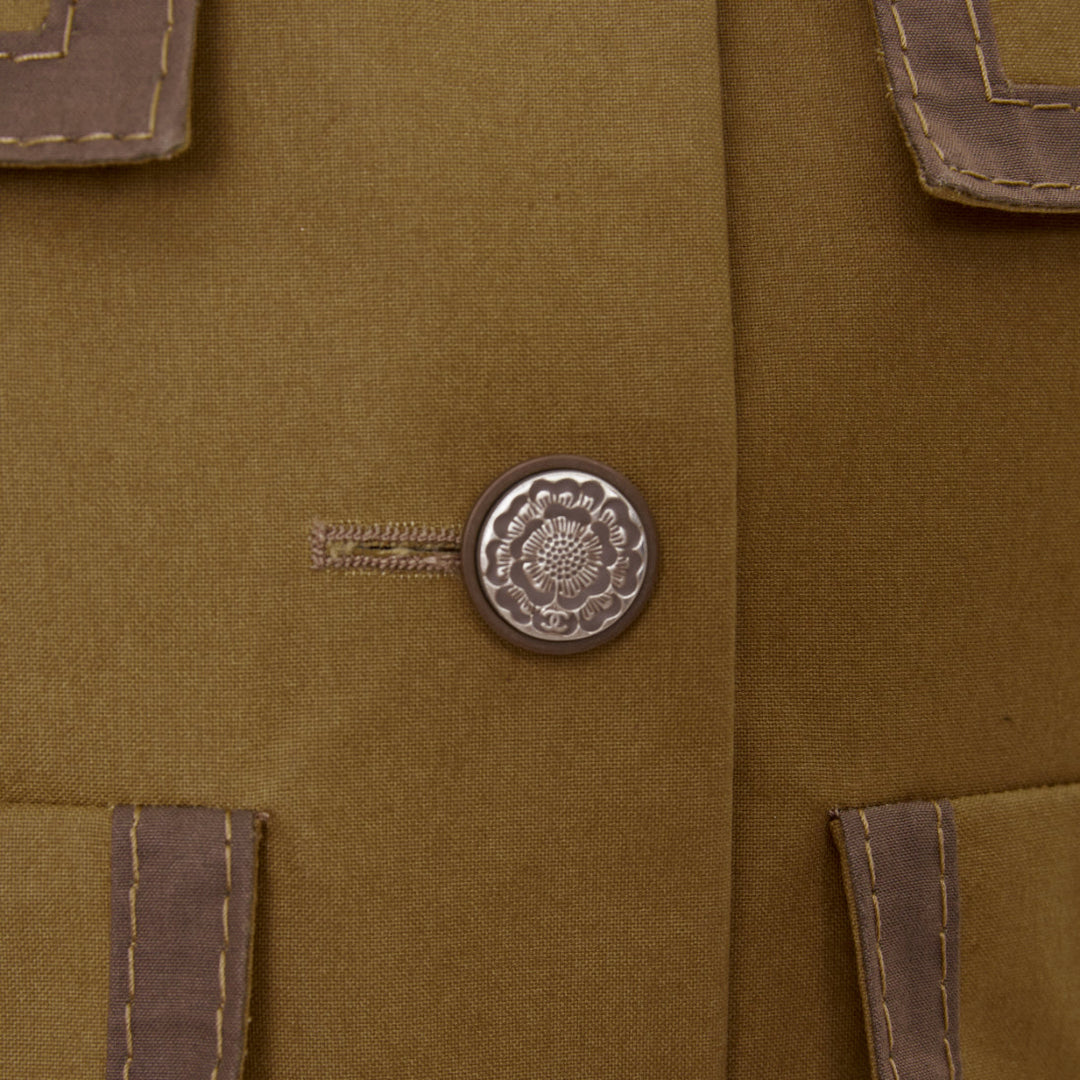 CHANEL 20C Runway multipocket bronze cotton safari jacket FR42 L