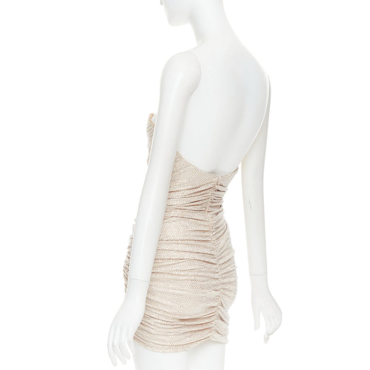 ALEXANDRE VAUTHIER 2023 Bridal ivory strass crystal bustier asymmetric dress