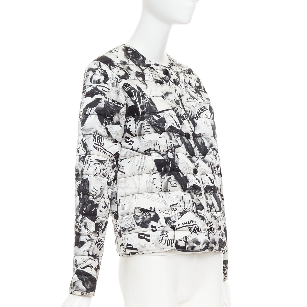 BALENCIAGA Demna 2019 black white magazine tabloid print padded coat FR34 XS