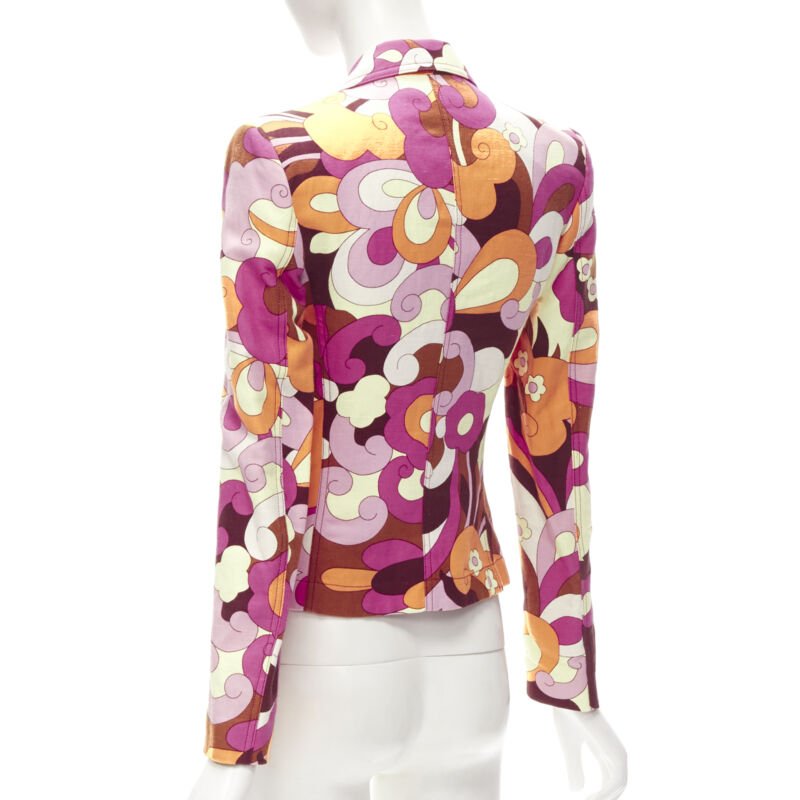 D&G DOLCE GABBANA Vintage Flower Power psychedelic print casual blazer jacket XS