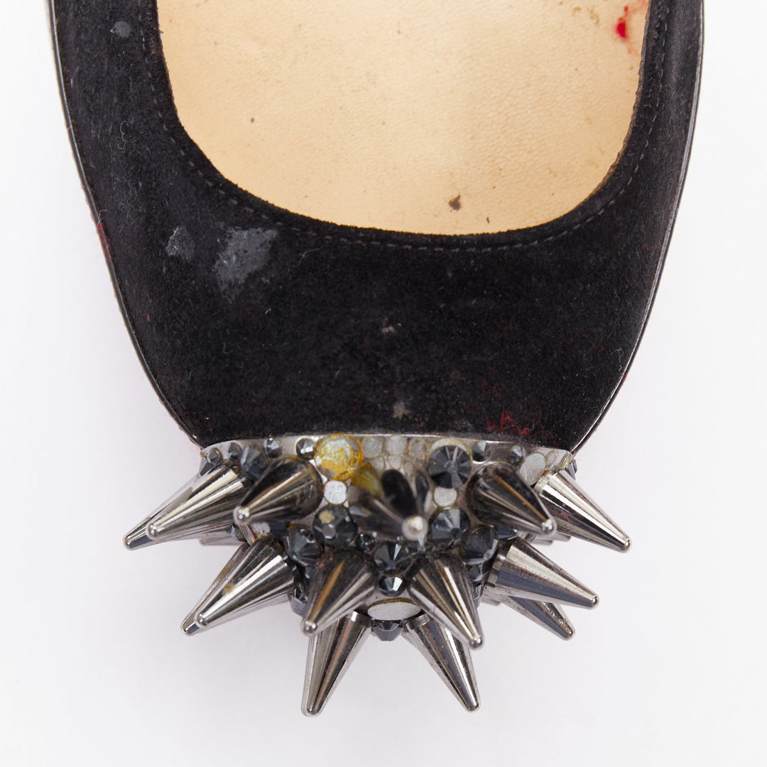 CHRISTIAN LOUBOUTIN Asteroid 140 black silver punk spike strass platform EU39