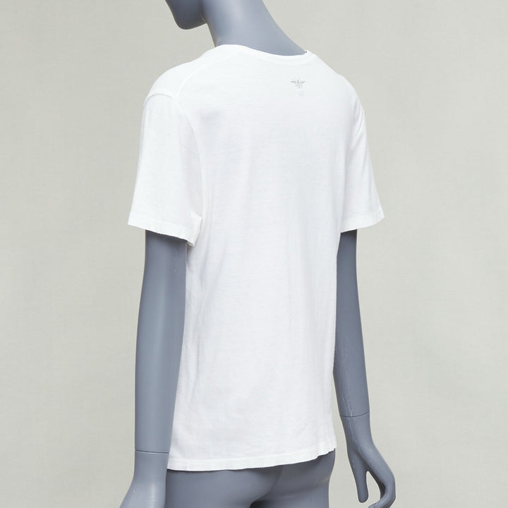 CHRISTIAN DIOR Dio(r)evolution cream grey cotton linen washed white tshirt S