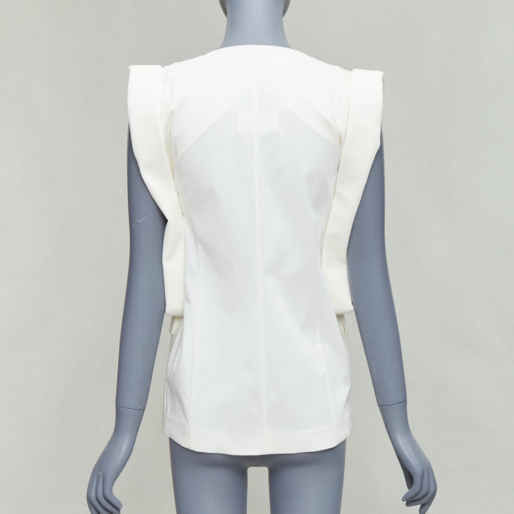 MAISON MARTIN MARGIELA 2011 cream silky padded deconstructed vest FR38 M