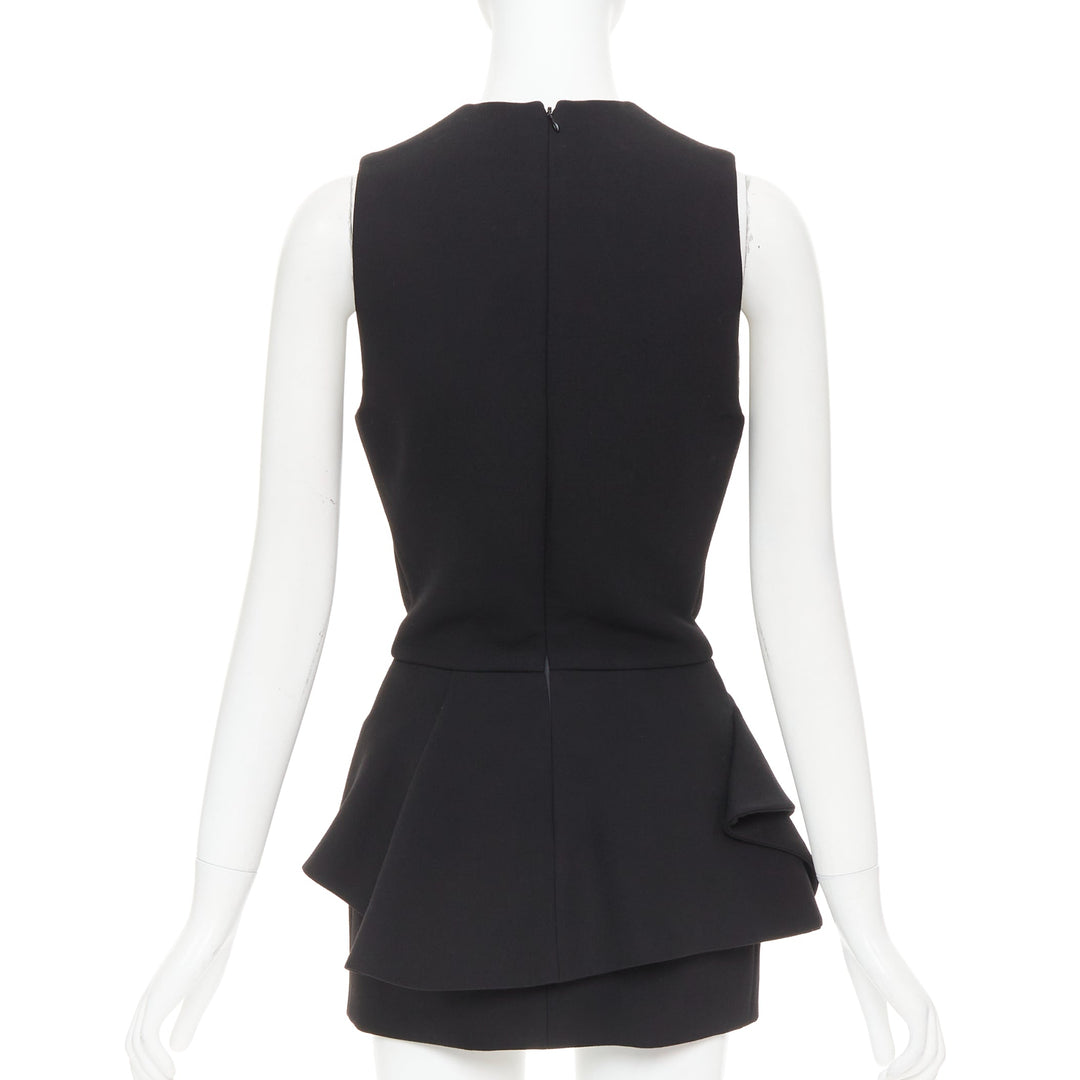 ALEXANDRE VAUTHIER black wool crepe asymmetric peplum ruffle dress