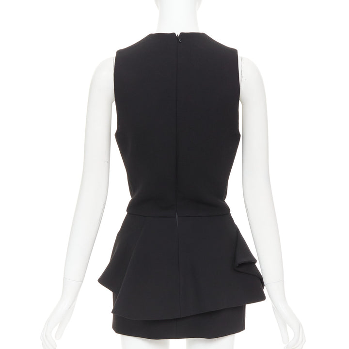 ALEXANDRE VAUTHIER black wool crepe asymmetric peplum ruffle dress