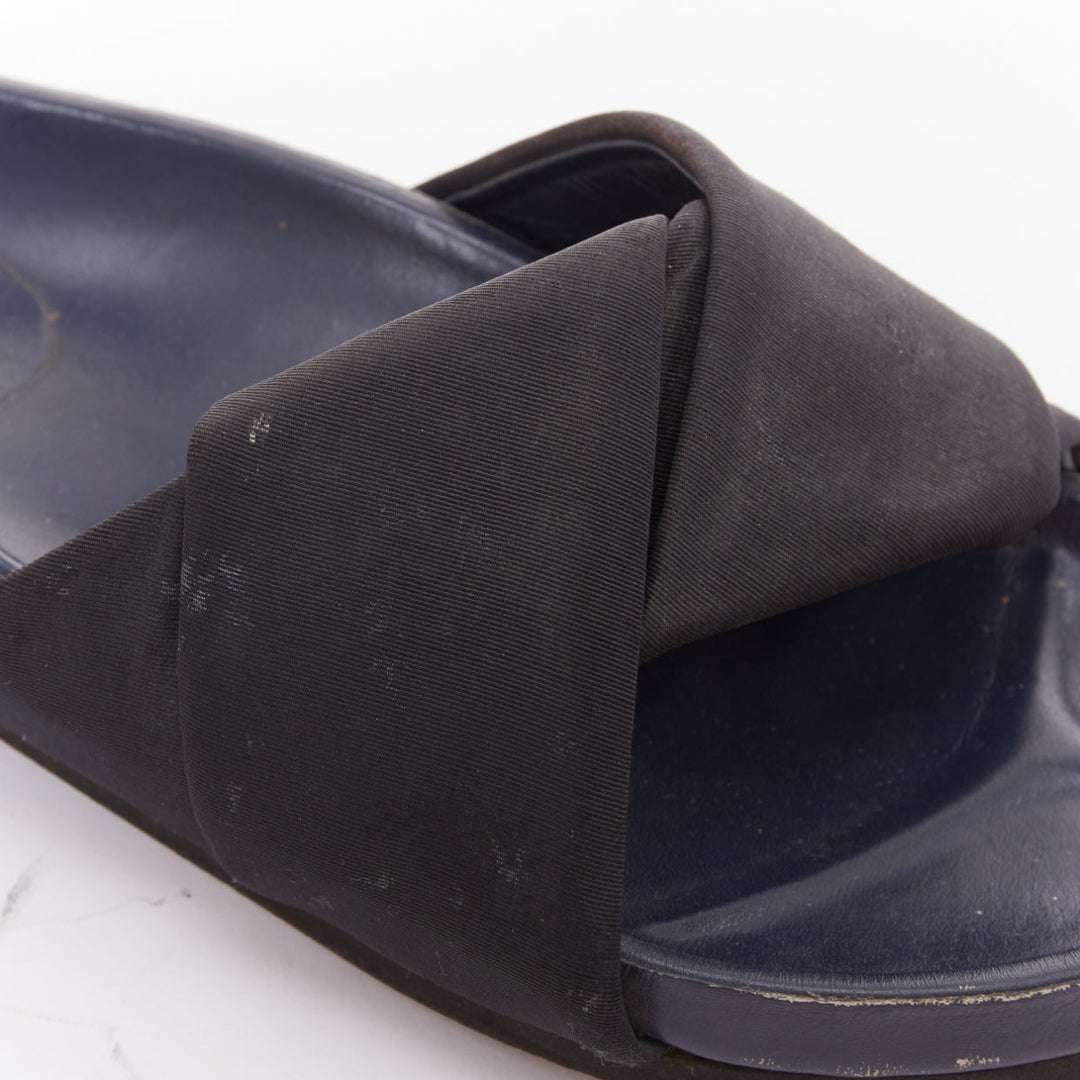 OLD CELINE 2014 Phoebe Philo Twist Boxy black grosgrain navy leather slides EU41