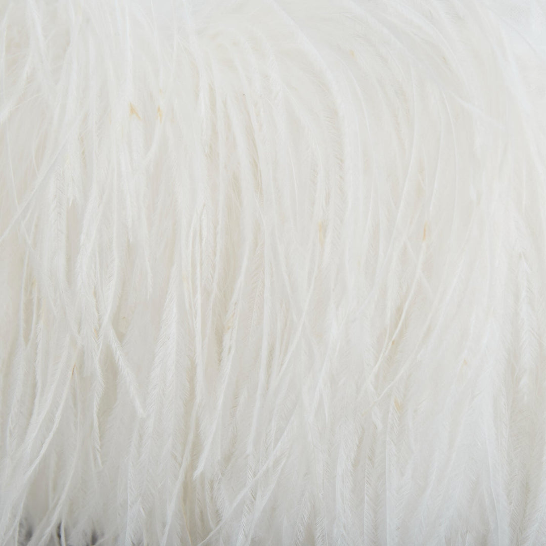 16ARLINGTON Poppy white crepe ostrich feather trim camisole evening top UK8 S
