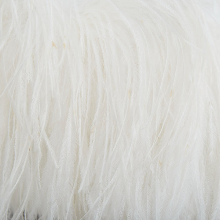 16ARLINGTON Poppy white crepe ostrich feather trim camisole evening top UK8 S