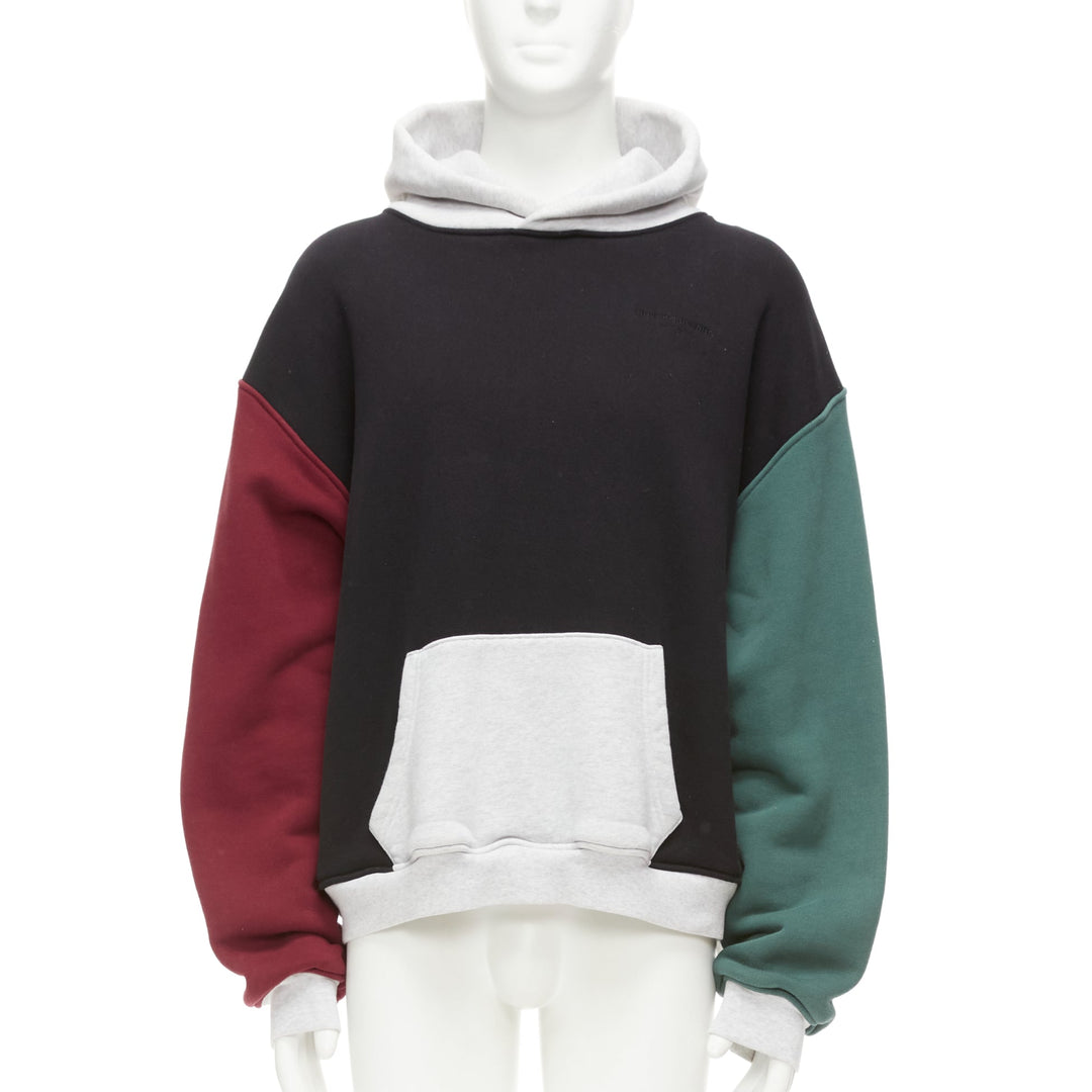 ALEXANDER WANG multicolour colorblocked panelled hoodie sweatshirt M