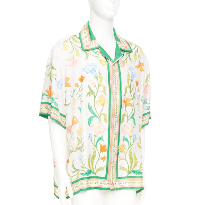 CASABLANCA 2023 L'Arche Fleurie printed silk cuban collar bowling shirt top XXL