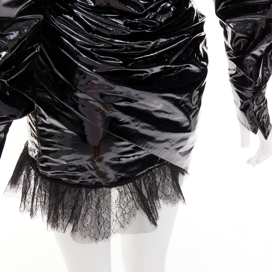 rare ALEXANDRE VAUTHIER COUTURE AW2018 Runway black PVC tulle lace mini dress