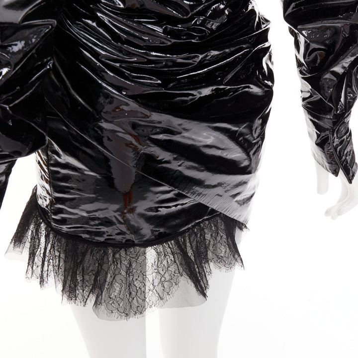 rare ALEXANDRE VAUTHIER COUTURE AW2018 Runway black PVC tulle lace mini dress