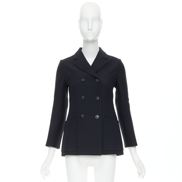 DIOR Marlene  black wool silk classic double breasted bar jacket blazer FR36 S