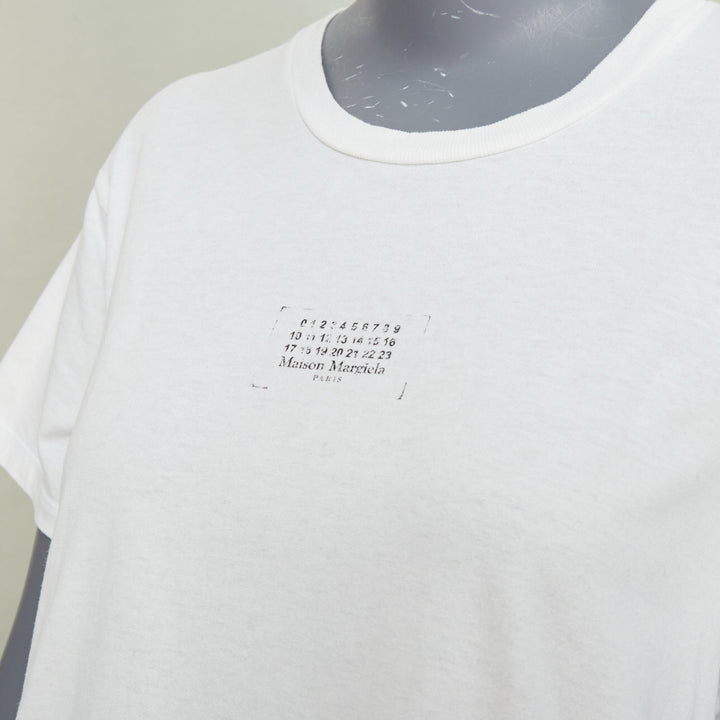 MAISON MARGIELA 2022 Numeric Logo Distortion Print casual white cotton tshirt S
