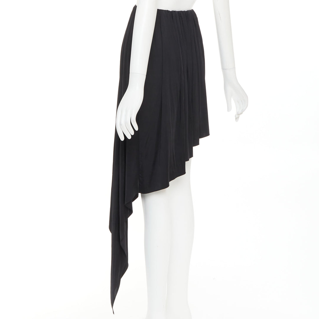 ALEXANDRE VAUTHIER black shiny stretch jersey asymmetric drape skirt