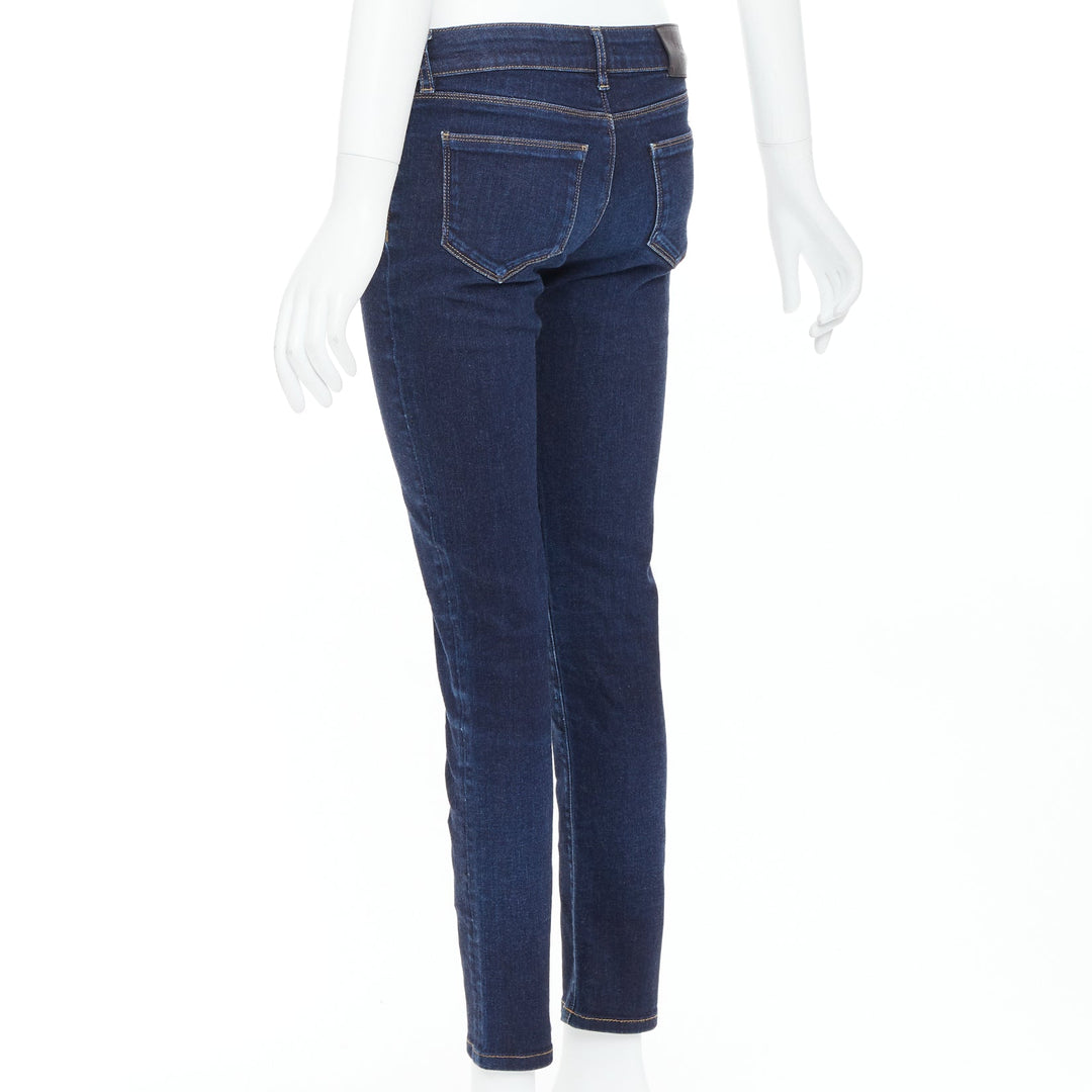 PRADA washed dark blue contour fit cropped skinny jeans XS