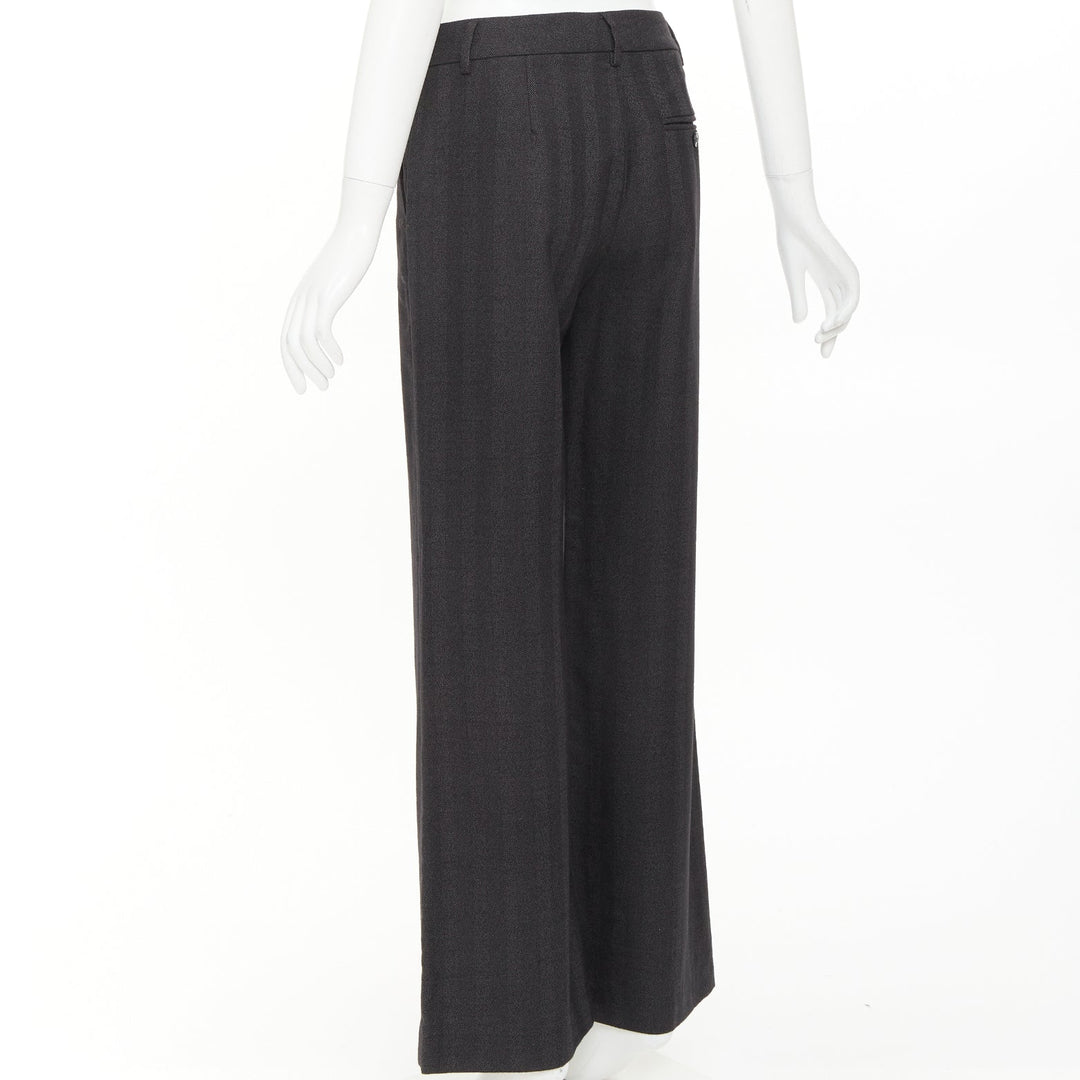 BARENA VENEZIA grey herringbone wool mid waist wide cropped trousers IT40 S