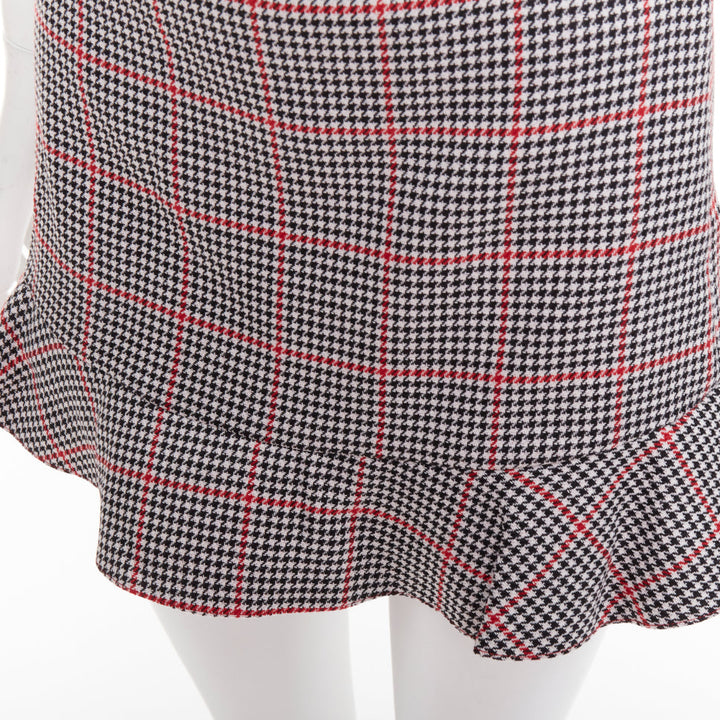 RED VALENTINO red black houndstooth check print flare mini skort IT36 XXS