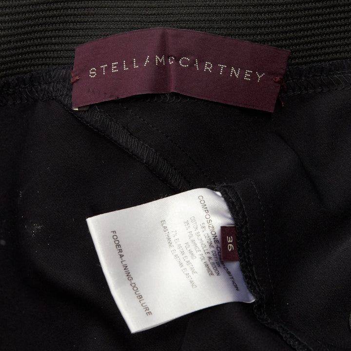 STELLA MCCARTNEY black cotton blend elastic waist legging pants IT 36 XXS