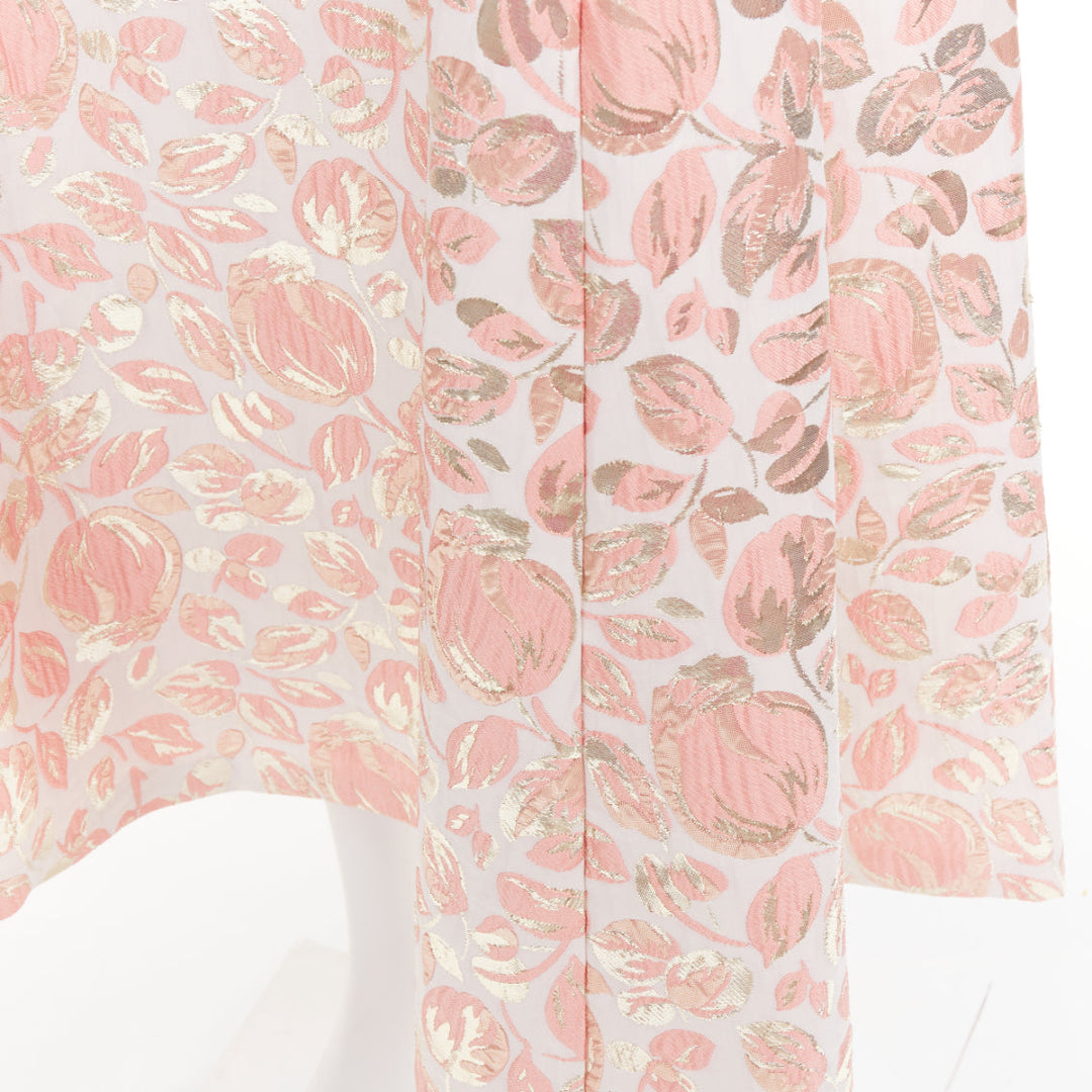 KATE SPADE metallic pink gold Rosebud brocade midi dress US4 M