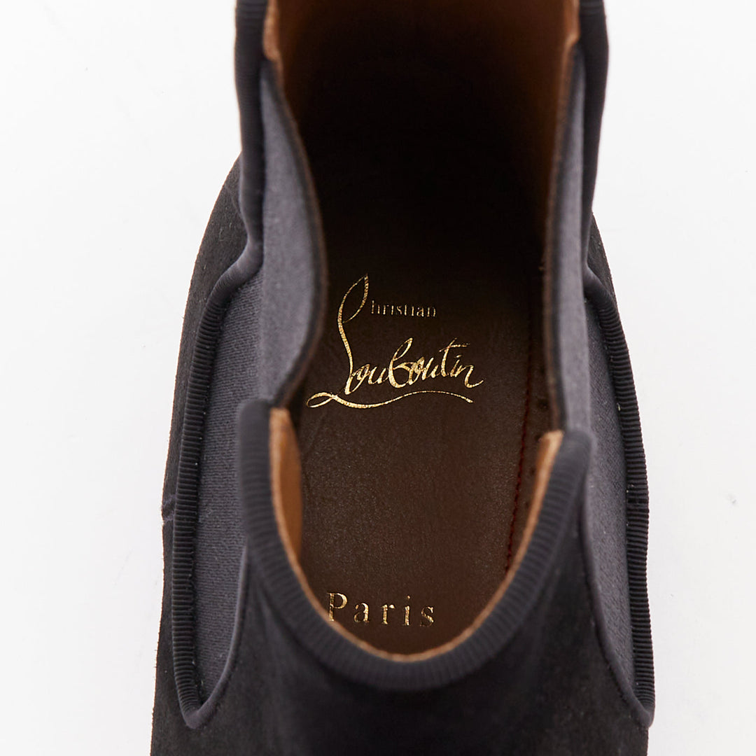 CHRISTIAN LOUBOUTIN Alpinono Flat Crosta Wax black suede lug sole boot EU43 US10