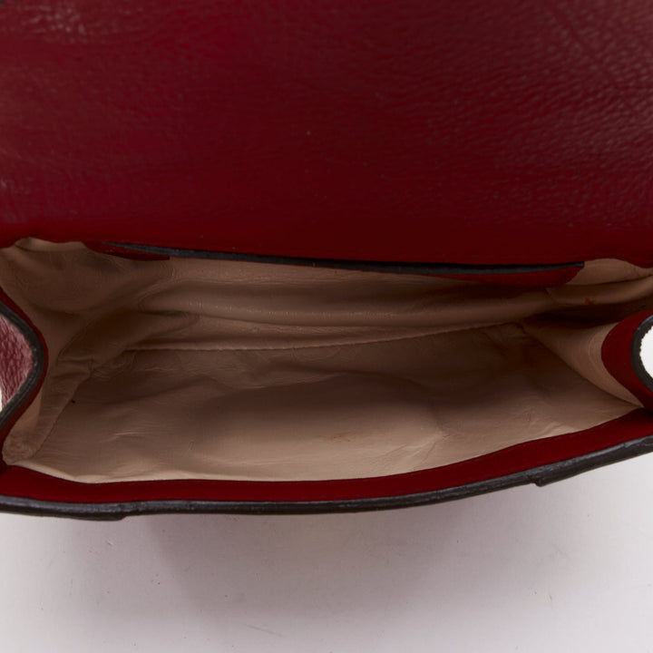 CHLOE Mini Elsie burgundy leather gold turnlock mini crossbody bag