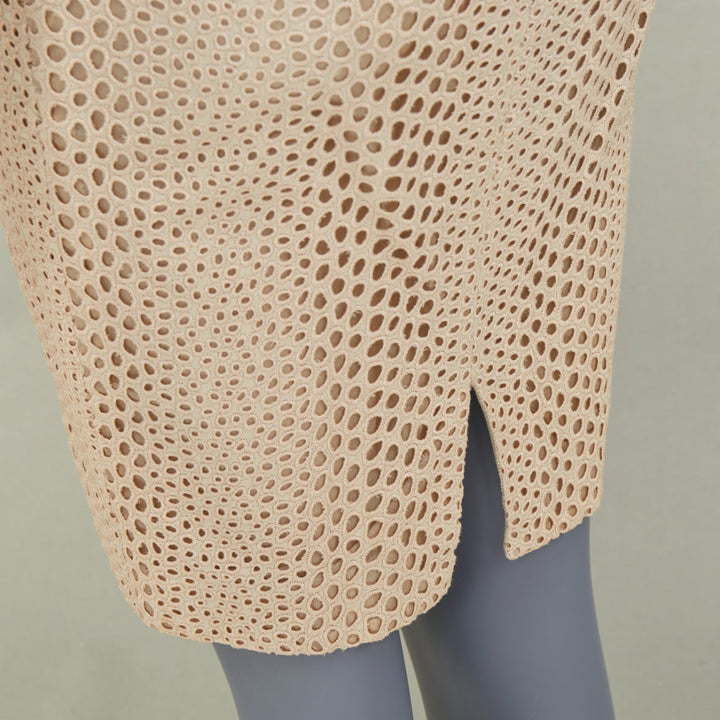 GIAMBATTISTA VALLI 2018 eyelet embroidered cotton pencil skirt IT38 XS