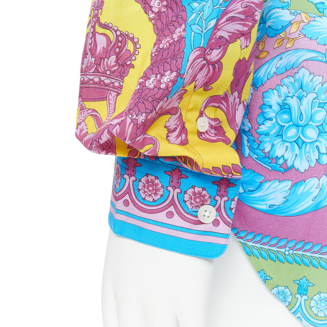 VERSACE Pop Neon Barocco Technicolor baroque print cotton shirt EU38 S