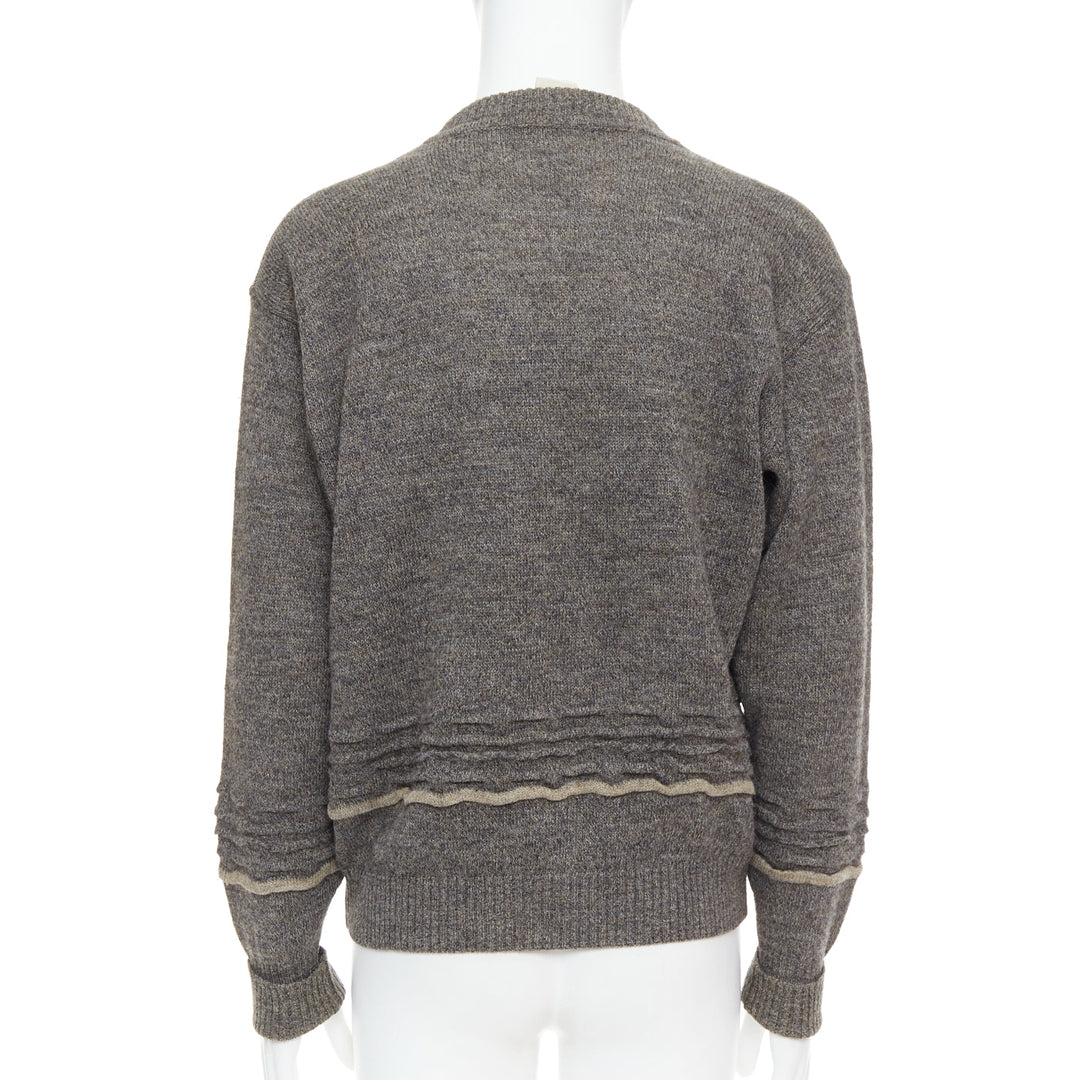 GIORGIO ARMANI grey alpaca mohair blend applique crew sweater