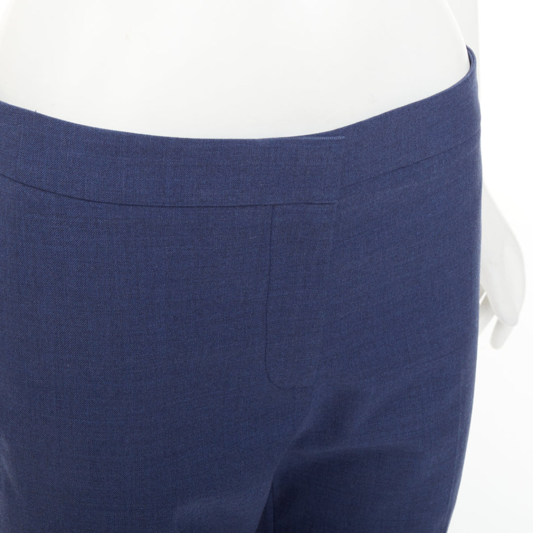 ALEXANDER MCQUEEN 2021 blue mid rise smart straight leg tailored pants IT40 S