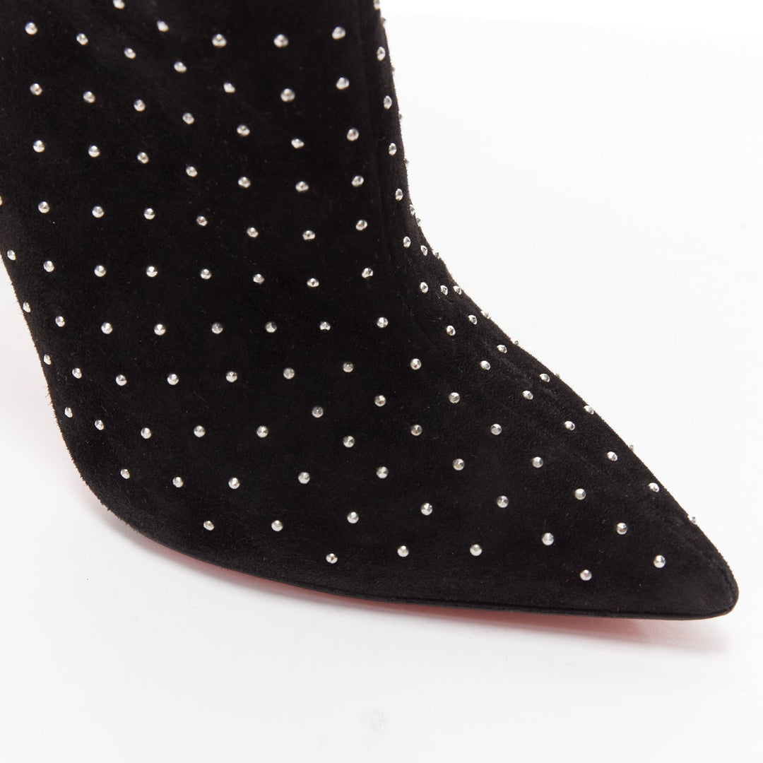 CHRISTIAN LOUBOUTIN So Kate Booty black suede micro stud embellished pointy EU36