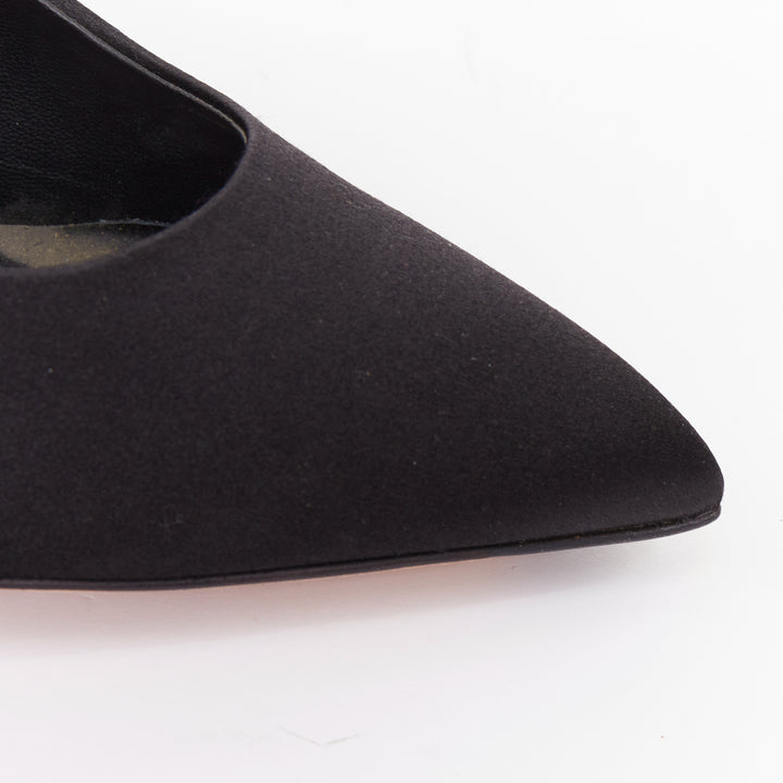 CHANEL 2016 Runway Serpent Pearl black satin CC pearl crystal snake  pump EU38