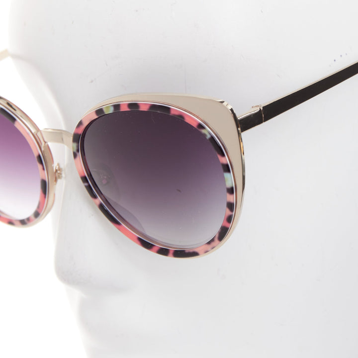 MATTHEW WILLIAMSON Linda Farrow MW987 pink green cat eye leopard sunglasses