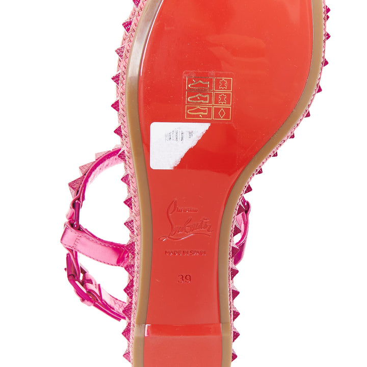 CHRISTIAN LOUBOUTIN Pyraclou 60 glam metallic pink spikes platform wedges EU39
