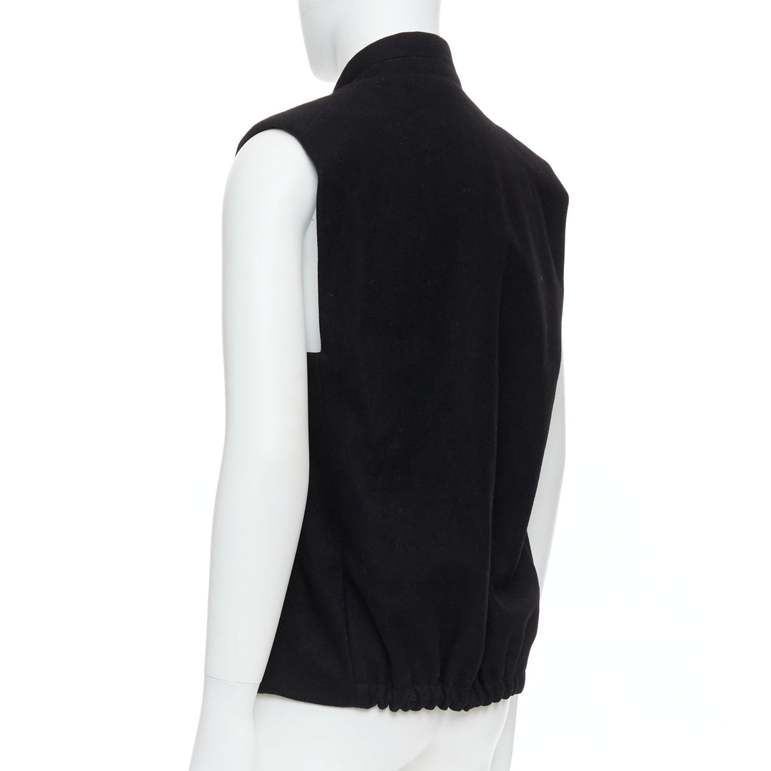 CHRISTOPHE LEMAIRE black wool minimal topstitch waist coat vest Sz2 M